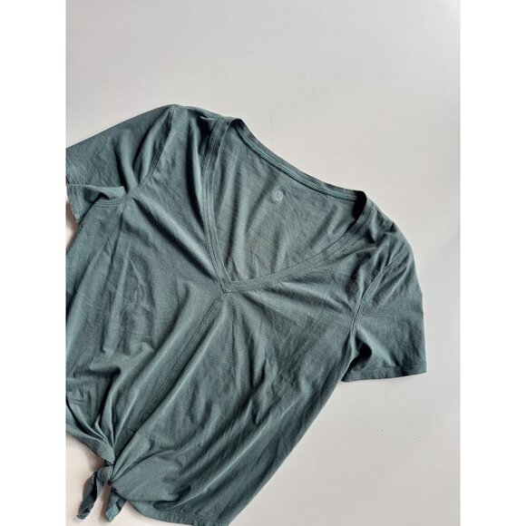 LULULEMON Knot Gonna Fly Graphite Green Pima Cotton Front Tie T-Shirt, Size S - Picture 10 of 13